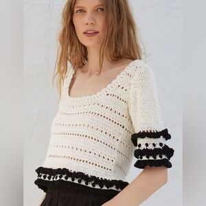 NWOT Apiece Apart New York Jute Cropped Crochet Limen-Blend Top / Sweater